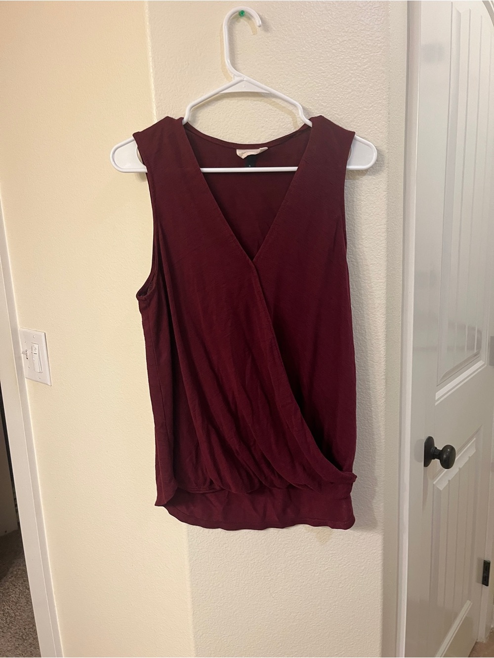 Universal Thread Sleeveless Surplice Tank in Deep Burgundy